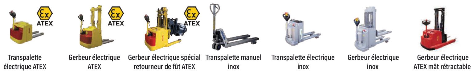 Transpalettes et gerbeurs électriques ATEX, inox