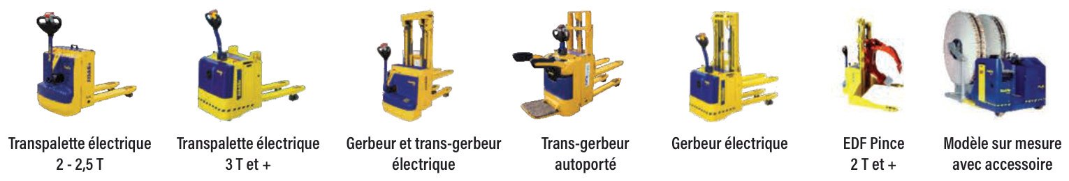 Transpalettes et gerbeurs électriques Premium, standards et sur mesure