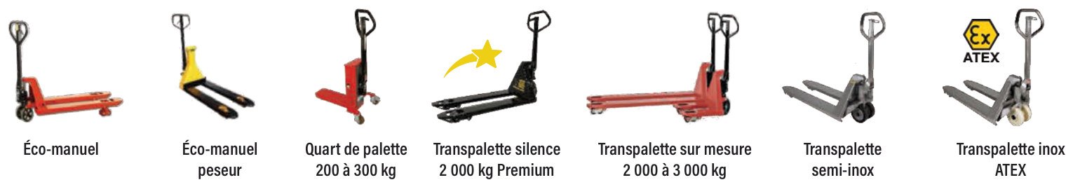 Transpalettes manuels Éco / Premium, peseur, quart de palette, sur mesure, inox, ATEX